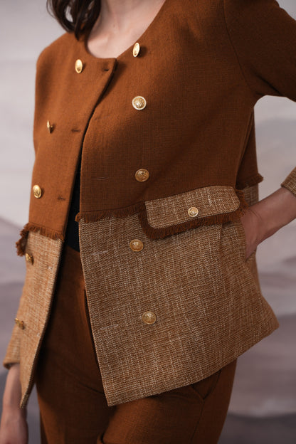 Marie  Mustard 2 Tone Coat