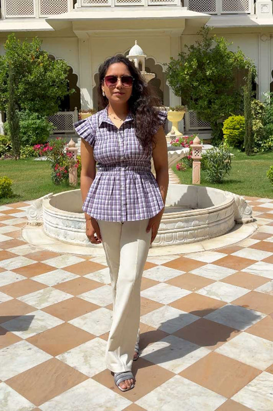 Lilac Check Shirt - Fitted