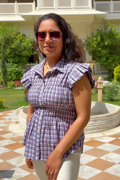 Lilac Check Shirt - Fitted